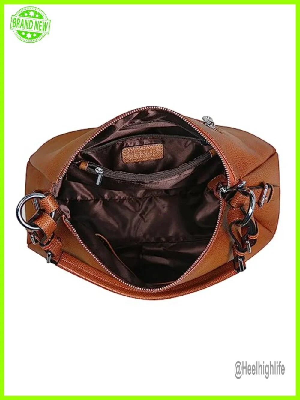 Genuine Leather Large Capacity Hobo Shoulder Tote Crossbody Bag Zippered